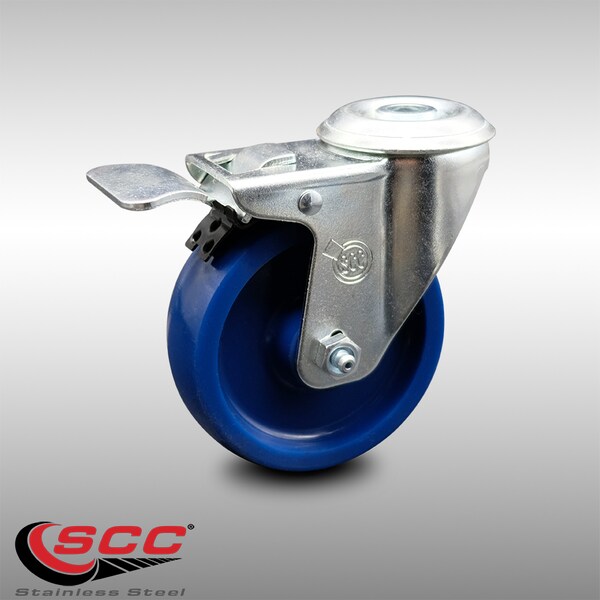 4 Inch SS Solid Polyurethane Wheel Swivel Bolt Hole Caster with Total Lock Brake